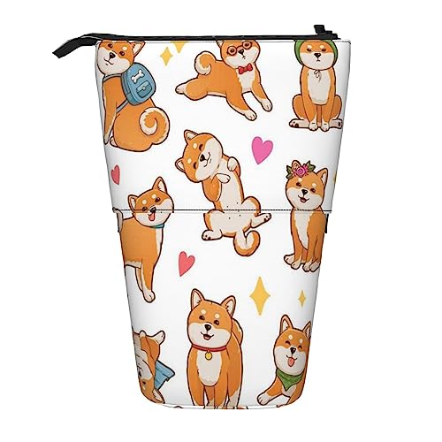 Melbrakin Niedliches Federmäppchen mit Shiba Inu- und lustigem Hundemuster und Reißverschluss für Damen, Herren, Jungen und Mädchen von Melbrakin