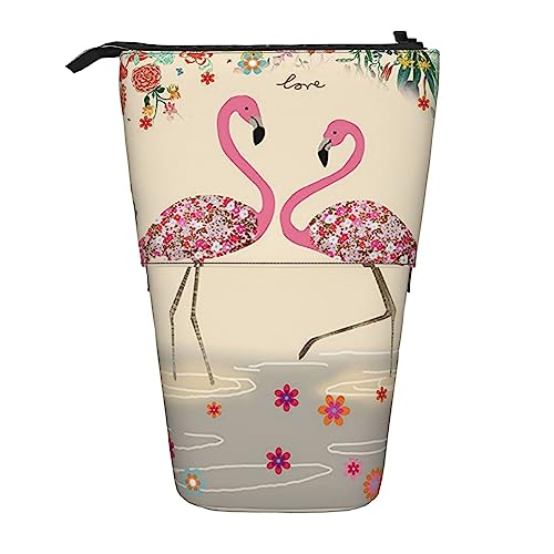 Melbrakin Flamingos und Blumen Teleskop-Federmäppchen, Stifthalter, Teleskop-Bleistiftbeutel, Tasche, Schreibwaren, für Schule, Büro, Weihnachten2, Einheitsgröße, Taschen-Organizer von Melbrakin