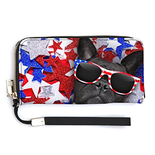 Melbrakin Französische Bulldogge mit Sonnenbrille, 4. Juli, Damen-Handgelenk-Geldbörse, große Kapazität, Geldbörsen für Damen, Lange Clutch-Taschen, Bedruckte PU-Handtasche mit Reißverschluss Melbrakin Französische Bulldogge mit Sonnenbrille, 4. Juli, Damen-Handgelenk-Geldbörse, große Kapazität, Geldbörsen für Damen, Lange Clutch-Taschen, Bedruckte PU-Handtasche mit Reißverschluss von Melbrakin
