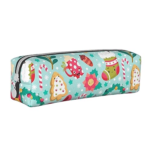 Melbrakin Frohe Weihnachten Baum Geschenke Socken Muster Federmäppchen Beutel Stifthalter Leder Bleistiftbeutel Box Organizer Reißverschluss Kosmetik Make-up Aufbewahrungstasche von Melbrakin