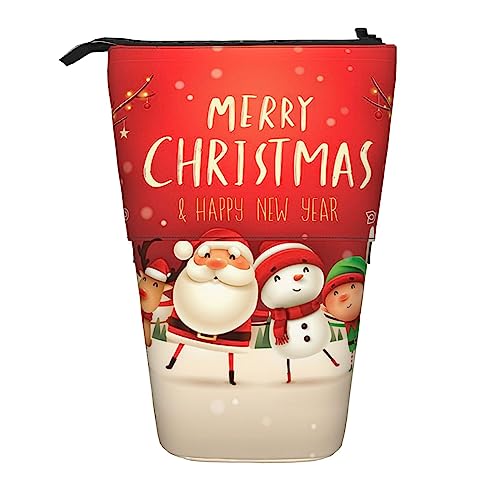 Melbrakin Frohe Weihnachten Teleskop-Federmäppchen, Stifthalter, Teleskop-Federmäppchen, Tasche, Schreibwaren, für Schule, Büro, Weihnachten2, Einheitsgröße, Taschen-Organizer von Melbrakin