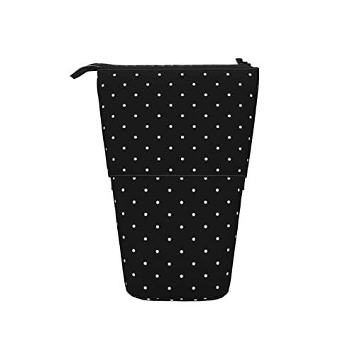Melbrakin Gepunktetes schwarz-weißes Teleskop-Federmäppchen, Stand-Up-Organizer, Kosmetiktasche, Make-up-Tasche, Schreibwaren-Stiftetui von Melbrakin