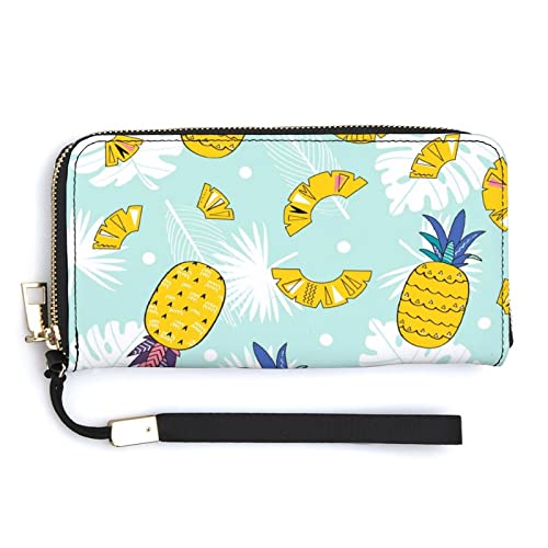 Melbrakin Hawaii Colorful Tropical Pine Damen-Handgelenk-Geldbörse, großes Fassungsvermögen, Geldbörsen für Damen, Lange Clutch-Taschen, Bedruckte PU-Handtasche mit Reißverschluss von Melbrakin