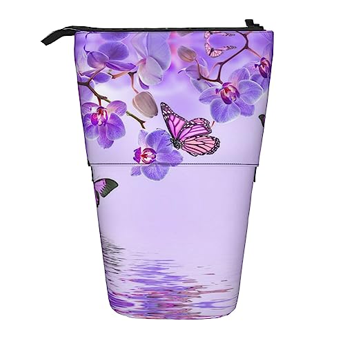 Melbrakin Lila Schmetterling Teleskop-Federmäppchen, Stifthalter, Teleskop-Federmäppchen, Tasche, Schreibwaren, für Schule, Büro, Weihnachten2, Einheitsgröße, Taschen-Organizer von Melbrakin