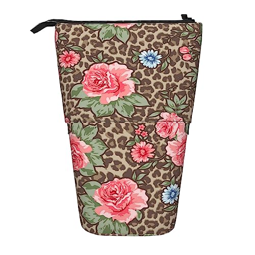 Melbrakin Federmäppchen mit Standfunktion, Nahtlose Rosen auf Tierhintergrund, mit Reißverschluss, für Damen, Herren, Jungen und Mädchen von Melbrakin
