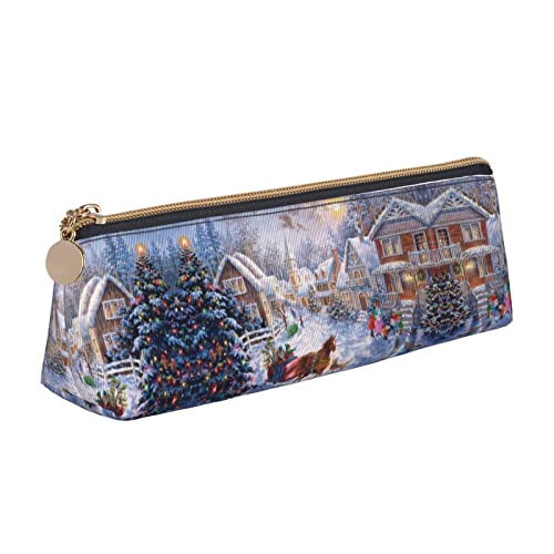 Melbrakin Niedliches Federmäppchen mit Aufdruck „Merry Christmas, Make-up-Tasche aus Leder für Mädchen, Jungen, Schule, Büro Melbrakin Niedliches Federmäppchen mit Aufdruck „Merry Christmas, Make-up-Tasche aus Leder für Mädchen, Jungen, Schule, Büro von Melbrakin