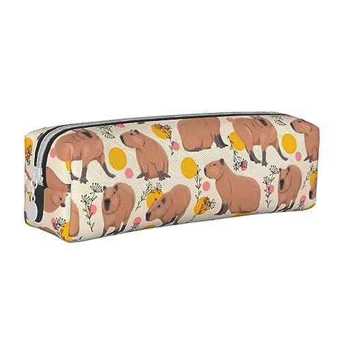 Melbrakin Niedliches Tier-Capybaras-Druck-Federmäppchen, Stifthalter, Leder, Bleistiftbeutel, Box, Organizer, Reißverschluss, Kosmetik, Make-up, Aufbewahrungstasche Melbrakin Niedliches Tier-Capybaras-Druck-Federmäppchen, Stifthalter, Leder, Bleistiftbeutel, Box, Organizer, Reißverschluss, Kosmetik, Make-up, Aufbewahrungstasche von Melbrakin