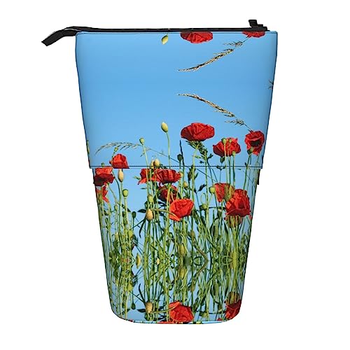 Melbrakin Poppies on Sky Teleskop-Federmäppchen, Stifthalter, Teleskop-Federmäppchen, Tasche für Schreibwaren, für Schule, Büro, Weihnachten2, Einheitsgröße, Taschen-Organizer von Melbrakin