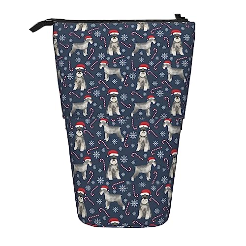 Melbrakin Schnauzer Weihnachts-Bleistiftetui mit Zuckerstange und Schneeflocken, Weihnachtsständer, mit Reißverschluss, für Damen, Herren, Jungen und Mädchen von Melbrakin