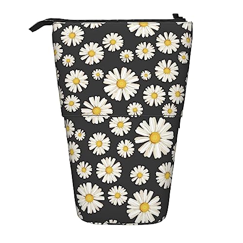 Melbrakin Schönes Federmäppchen mit weißem Gänseblümchen-Motiv und Reißverschluss für Damen, Herren, Jungen und Mädchen von Melbrakin