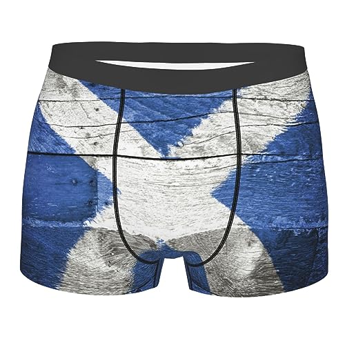 Melbrakin Schottland Flagge Old Wood Herrenunterwäsche Atmungsaktive Boxershorts Stretch Trunks von Melbrakin