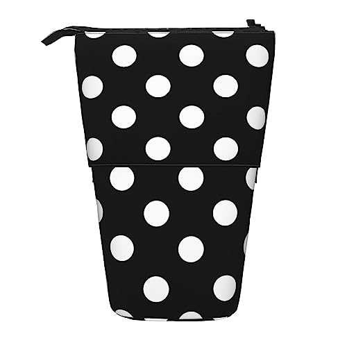 Melbrakin Federmäppchen mit Standfunktion und Reißverschluss, Schwarz und Weiß, gepunktet, für Damen, Herren, Jungen und Mädchen von Melbrakin