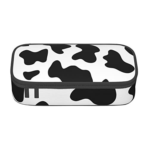 Melbrakin Schwarz-weißes Federmäppchen mit Kuhmuster, großes Fassungsvermögen für Mädchen und Jungen, bedrucktes Polyester-Schulbüro-Etui von Melbrakin