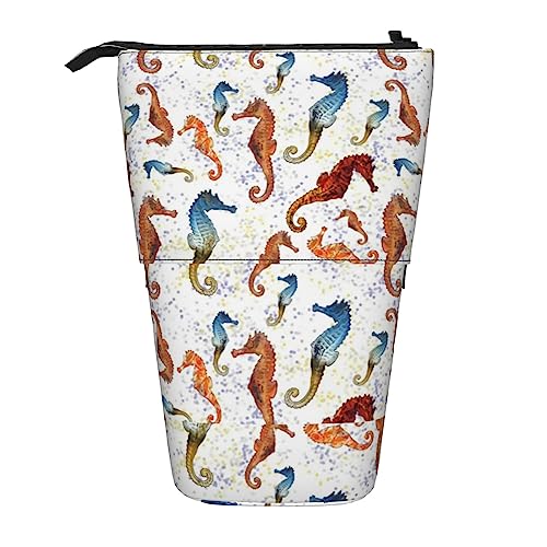 Melbrakin Federmäppchen mit Seepferdchen, Ballett, weißen Tieren, nautischem Standfuß und Reißverschluss für Damen, Herren, Jungen und Mädchen von Melbrakin