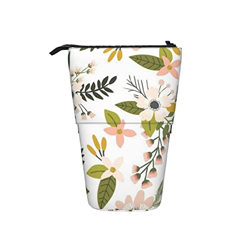 Melbrakin Sprigs Blooms Übergroßes Teleskop-Federmäppchen, Stand-Up-Organizer, Kosmetiktasche, Make-up-Tasche, Schreibwaren-Stiftetui von Melbrakin