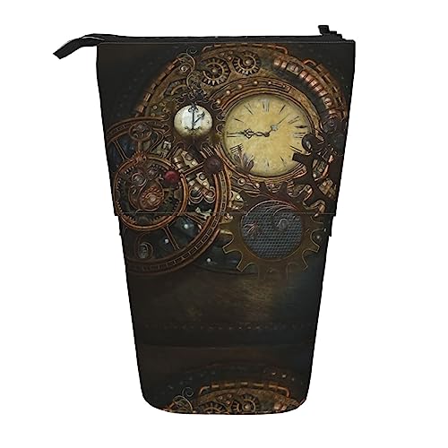 Melbrakin Steampunk-Uhrenständer, Federmäppchen mit Reißverschluss für Damen, Herren, Jungen und Mädchen von Melbrakin