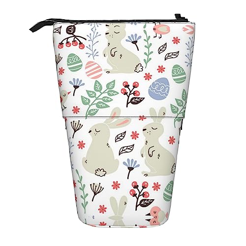 Melbrakin Teleskop-Federmäppchen mit Blumen, Hasen und Vögeln, Stifthalter, Teleskop-Federmäppchen, Tasche für Schreibwaren, für Schule, Büro, Weihnachten2, Einheitsgröße, Taschen-Organizer von Melbrakin