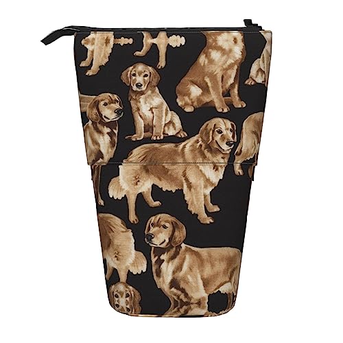 Melbrakin Teleskop-Federmäppchen mit Golden Retriever-Motiv, Stifthalter, Teleskop-Federmäppchen, Tasche für Schreibwaren, für Schule, Büro, Weihnachten2, Einheitsgröße, Taschen-Organizer von Melbrakin