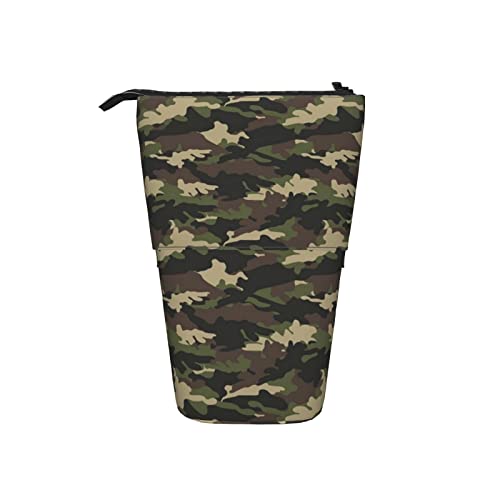Melbrakin Teleskop-Federmäppchen mit Tarnmuster, Stand-Up-Organizer, Kosmetiktasche, Make-up-Tasche, Schreibwaren-Stiftetui von Melbrakin