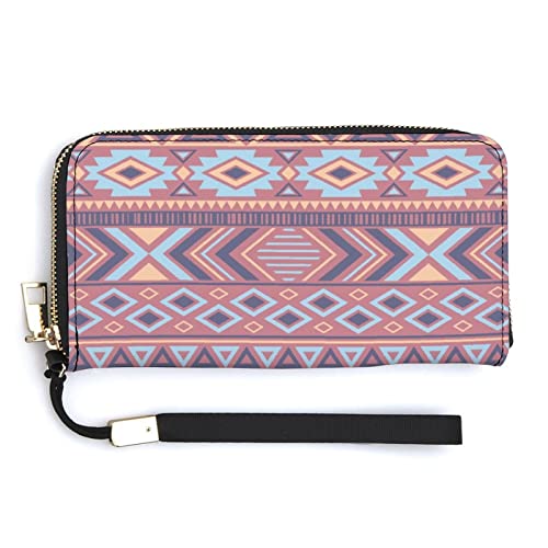 Melbrakin Traditionelle indonesische Stammes-Dreiecksformen, Damen-Handgelenk-Geldbörse, große Kapazität, Geldbörsen für Damen, Lange Clutch-Taschen, Bedruckte PU-Handtasche mit Reißverschluss von Melbrakin