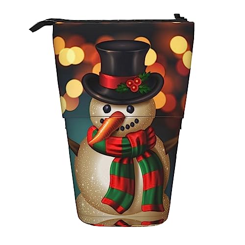 Melbrakin Weihnachten Schöner Schneemann Teleskop-Federmäppchen Stifthalter Teleskop-Federmäppchen Tasche Briefpapier, für Schulbüro, Weihnachten2, Einheitsgröße, Taschen-Organizer von Melbrakin