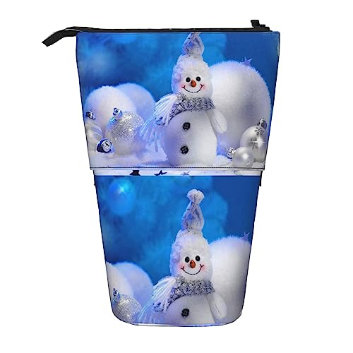Melbrakin Federmäppchen mit weißem Schneemann und Weihnachtsdekoration, mit Reißverschluss, für Damen, Herren, Jungen und Mädchen von Melbrakin
