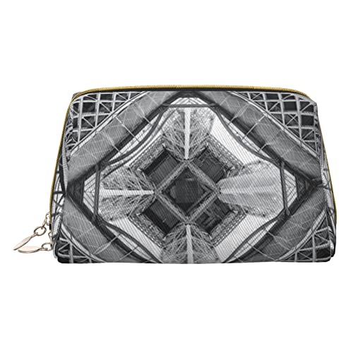 Minimalistische und stilvolle tragbare Make-up-Tasche aus Leder, Bedruckte Kosmetiktasche mit Eiffelturm und französischem Paris-Denkmal für Mädchen und Damen – kleine Größe von Melbrakin