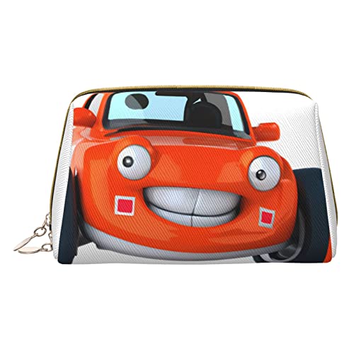 Minimalistische und stilvolle tragbare Make-up-Tasche aus Leder, Bedruckte Kosmetiktasche mit lächelndem Auto für Mädchen und Damen – kleine Größe Minimalistische und stilvolle tragbare Make-up-Tasche aus Leder, Bedruckte Kosmetiktasche mit lächelndem Auto für Mädchen und Damen – kleine Größe von Melbrakin