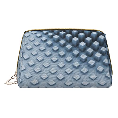 Minimalistische und stilvolle tragbare Make-up-Tasche aus Leder, Coole Kosmetiktasche mit abstraktem Motivdruck für Mädchen und Damen – kleine Größe von Melbrakin