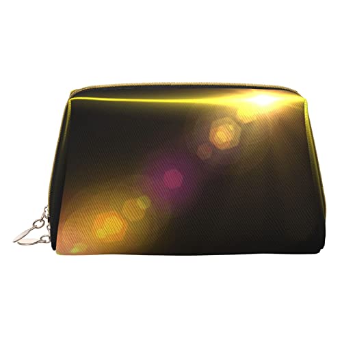 Minimalistische und stilvolle tragbare Make-up-Tasche aus Leder, Kosmetiktasche mit Flare-Linsen-Aufdruck für Mädchen und Damen – kleine Größe von Melbrakin