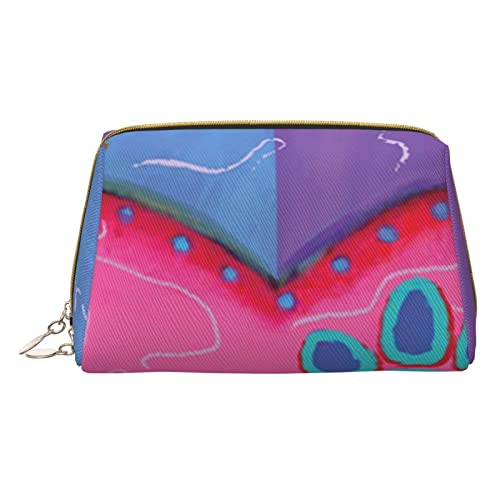 Minimalistische und stilvolle tragbare Make-up-Tasche aus Leder, Kosmetiktasche mit Hunde-Tier-Haustierpfoten-Aufdruck für Mädchen und Damen – kleine Größe von Melbrakin