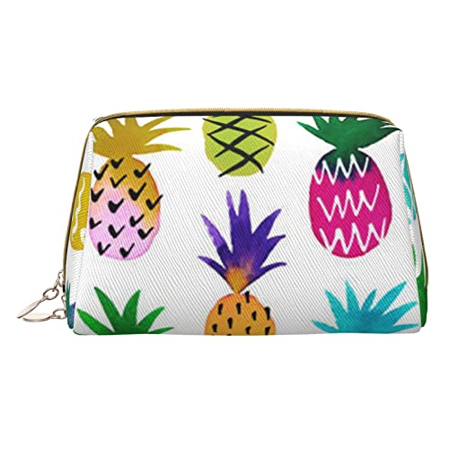 Minimalistische und stilvolle tragbare Make-up-Tasche aus Leder, Kosmetiktasche mit Regenbogen-Kiefer-Aufdruck für Mädchen und Damen – kleine Größe von Melbrakin