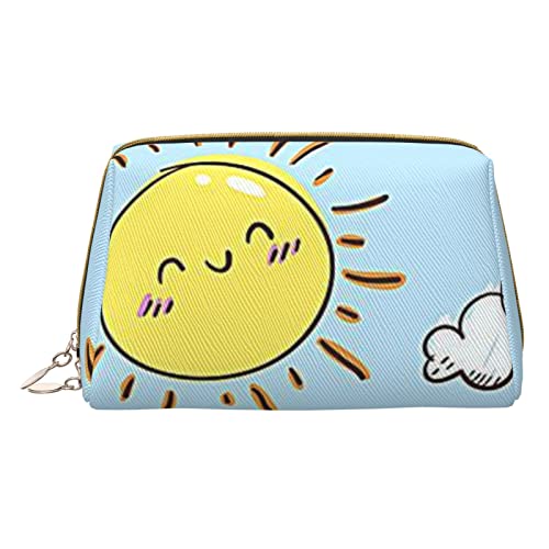 Minimalistische und stilvolle tragbare Make-up-Tasche aus Leder, Kosmetiktasche mit Sommer-Lotus-Motiv für Mädchen und Damen – kleine Größe von Melbrakin