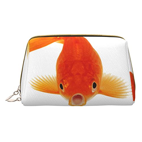 Minimalistische und stilvolle tragbare Make-up-Tasche aus Leder, Kosmetiktasche mit echtem Fisch-Aufdruck für Mädchen und Damen – kleine Größe von Melbrakin