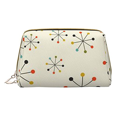 Minimalistische und stilvolle tragbare Make-up-Tasche aus Leder, abstrakte geometrische Muster, Weltraum-Kosmetiktasche für Mädchen und Damen – kleine Größe von Melbrakin