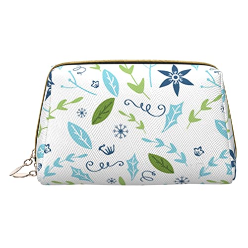Minimalistische und stilvolle tragbare Make-up-Tasche aus Leder, hübsche Kosmetiktasche mit Blumenmuster für Mädchen und Damen – kleine Größe von Melbrakin