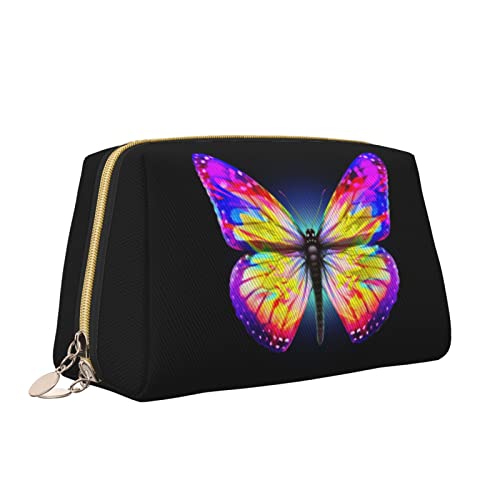 Niedliche Reise-Make-up-Tasche für Frauen, Fantasy-Schmetterlings-Leder-Kosmetiktasche, Geldbörse, tragbar, wasserdicht, kleine Make-up-Tasche, Organizer, Kulturbeutel für Teenager-Mädchen, Pinsel, S von Melbrakin