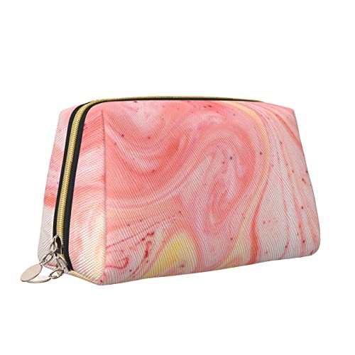 Niedliche Reise-Make-up-Tasche für Frauen, stilvolle Kosmetiktasche aus schwarzem und weißem Marmor-Leder, tragbar, wasserdicht, kleine Make-up-Tasche, Organizer, Kulturbeutel für Teenager-Mädchen, P von Melbrakin