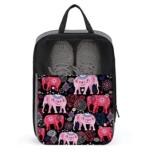 Niedliche Reise-Schuhtasche, Tier-Elefant-Blumenblüte, wasserdicht, atmungsaktiv, tragbar, Reise-Schuhtasche mit Reißverschluss, Reise-Schuh-Organizer, Tasche, Schuhe, Aufbewahrungstasche für Männer, Niedliche Reise-Schuhtasche, Tier-Elefant-Blumenblüte, wasserdicht, atmungsaktiv, tragbar, Reise-Schuhtasche mit Reißverschluss, Reise-Schuh-Organizer, Tasche, Schuhe, Aufbewahrungstasche für Männer, von Melbrakin