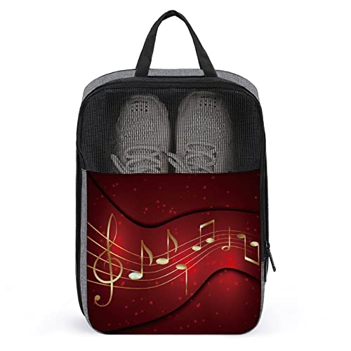 Niedliche Reise-Schuhtasche, abstrakte rote Musiknote, wasserdicht, atmungsaktiv, tragbar, Reise-Schuhtasche mit Reißverschluss, Reise-Schuh-Organizer, Schuhe, Aufbewahrungstasche für Männer, Frauen, Niedliche Reise-Schuhtasche, abstrakte rote Musiknote, wasserdicht, atmungsaktiv, tragbar, Reise-Schuhtasche mit Reißverschluss, Reise-Schuh-Organizer, Schuhe, Aufbewahrungstasche für Männer, Frauen, von Melbrakin