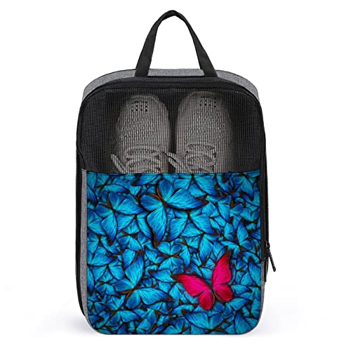 Niedliche Reise-Schuhtasche, schöne Verschiedene Schmetterlinge, wasserdicht, atmungsaktiv, tragbar, Reise-Schuhtasche mit Reißverschluss, Reise-Schuh-Organizer, Tasche, Schuhe, Aufbewahrungstasche f von Melbrakin