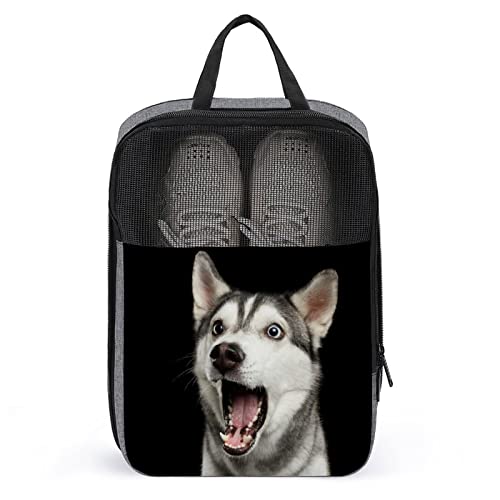 Niedliche Reise-Schuhtasche, süßes Husky-Gähnen, wasserdicht, atmungsaktiv, tragbar, Reise-Schuhtasche mit Reißverschluss, Reise-Schuh-Organizer, Schuhe, Aufbewahrungstasche für Männer, Frauen, Fitne Niedliche Reise-Schuhtasche, süßes Husky-Gähnen, wasserdicht, atmungsaktiv, tragbar, Reise-Schuhtasche mit Reißverschluss, Reise-Schuh-Organizer, Schuhe, Aufbewahrungstasche für Männer, Frauen, Fitne von Melbrakin