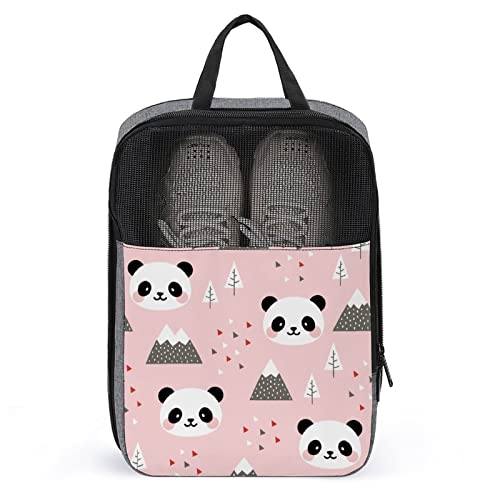 Reise-Schuhtasche mit lustigem Aufdruck, Panda Mountain-Schuhtasche mit Reißverschluss und Griffen, wasserdicht, atmungsaktiv, tragbar, große Schuhaufbewahrungstasche, Schuh-Organizer-Tasche f von Melbrakin
