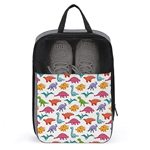 Reise-Schuhtasche mit lustigem Aufdruck, niedliche Dinosaurier-Schuhtasche mit Reißverschluss und Griffen, wasserdicht, atmungsaktiv, tragbar, große Schuhaufbewahrungstasche, Schuh-Organizer-Tasche f von Melbrakin