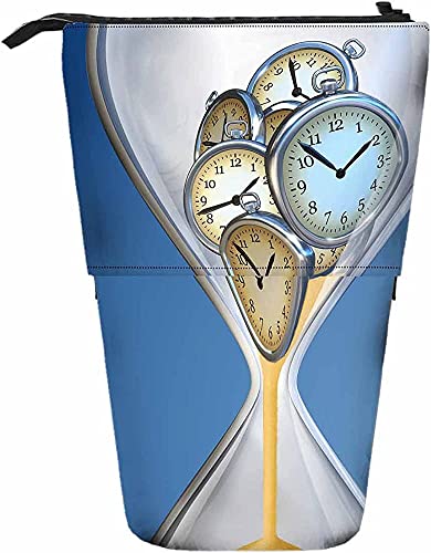 Sanduhr-Teleskop-Bleistift-Briefpapieretui, Stifte-Aufbewahrungsbox mit Reißverschluss für Damen, Herren, Jungen, Mädchen, Stechuhr, Sandfluss, digitale Countdown-Uhr, Minutengeschwindigkeit, Timer, von Melbrakin