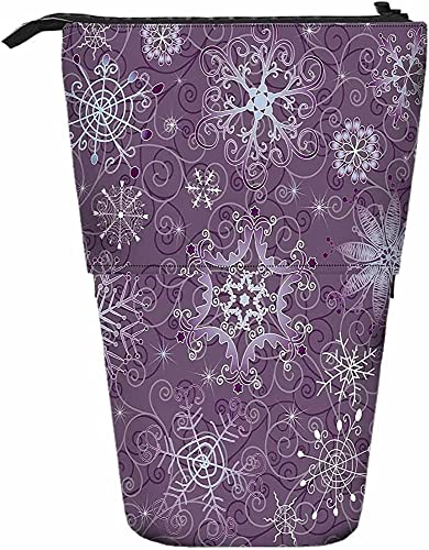Schneeflocken-Teleskop-Bleistift-Briefpapieretui, Stifte-Aufbewahrungsbox mit Reißverschluss für Damen, Herren, Jungen, Mädchen, Blumenmuster, Weihnachten, kreative Verzierung, luxuriös, schick, chao von Melbrakin
