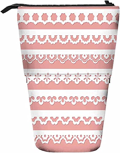 Spitzen-Teleskop-Bleistift-Briefpapieretui, Stifte-Aufbewahrungsbox mit Reißverschluss für Damen, Herren, Jungen, Mädchen, Schleife, hübsche, zarte Blumenblüte, niedlich, hübsch, Hochzeit, Valentinst Spitzen-Teleskop-Bleistift-Briefpapieretui, Stifte-Aufbewahrungsbox mit Reißverschluss für Damen, Herren, Jungen, Mädchen, Schleife, hübsche, zarte Blumenblüte, niedlich, hübsch, Hochzeit, Valentinst von Melbrakin