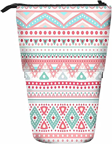 Spitzen-Teleskop-Bleistift-Briefpapieretui, Stifte-Aufbewahrungsbox mit Reißverschluss für Damen, Herren, Jungen, Mädchen, ethnisches Stammes-Geometrie-Dreieck, moderner Punkt-Wellen-Diamant-Ornament Spitzen-Teleskop-Bleistift-Briefpapieretui, Stifte-Aufbewahrungsbox mit Reißverschluss für Damen, Herren, Jungen, Mädchen, ethnisches Stammes-Geometrie-Dreieck, moderner Punkt-Wellen-Diamant-Ornament von Melbrakin