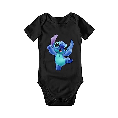 Stitch Cute Infant Bodysuit Strampler Einteiliger Baby-Body aus Baumwolle, kurzärmelig, 0–24 Monate, 3 Monate von Melbrakin