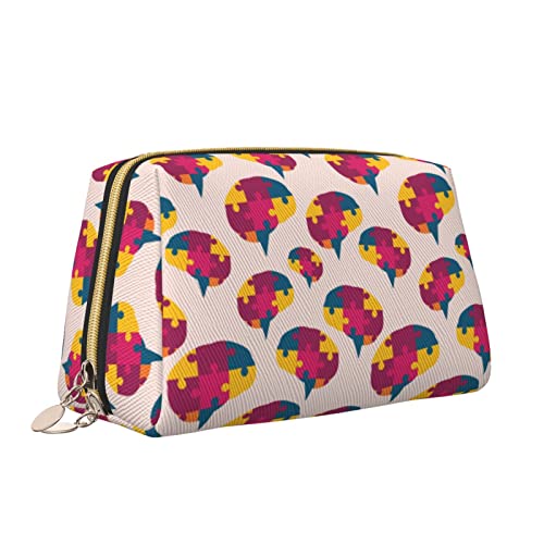 Süße Reise-Make-up-Tasche für Frauen, Brain Autism Day, Leder-Kosmetiktasche, Geldbörse, tragbar, wasserdicht, kleine Make-up-Tasche, Organizer, Kulturbeutel für Teenager-Mädchen, Pinsel, S von Melbrakin